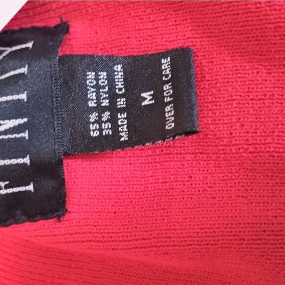 NWT FINITY M Red/Black Striped Cardigan One Button Long Sleeve Knit Open - Picture 2 of 11